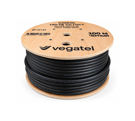 Кабель коаксиальный VEGATEL 10D-FB Cu (ГОСТ, черный) бухта 100м