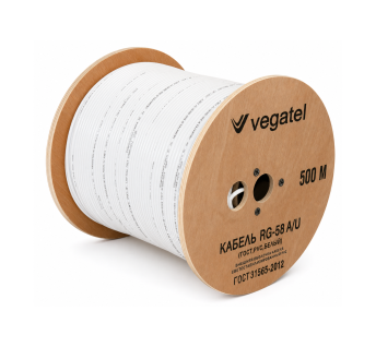 Кабель коаксиальный VEGATEL RG-58 A/U (ГОСТ, PVC, белый) бухта 500м