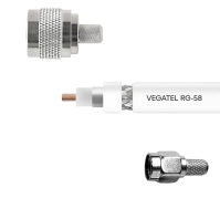 Кабельная сборка VEGATEL RG-58 A/U (ГОСТ, PVC, белый) (SMA-male - N-male) 20м