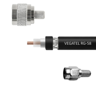 Кабельная сборка VEGATEL RG-58 A/U Cu (ГОСТ, PE, черный) (SMA-male - N-male) 20м