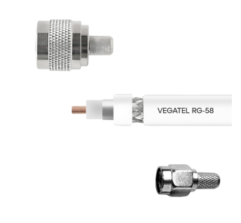 Кабельная сборка VEGATEL RG-58 A/U (ГОСТ, PVC, белый) (SMA-male - N-male) 2м