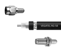 Кабельная сборка VEGATEL RG-58 A/U Сu (ГОСТ, PVC, многожильный, черный) (SMA-male - SMA-female) 20м