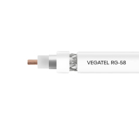 Кабель коаксиальный VEGATEL RG-58 A/U (ГОСТ, PVC, белый) бухта 500м