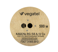 Кабель VEGATEL RG-58 A/U Сu (ГОСТ, PVC, многожильный, черный) бухта 500м