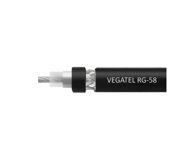 Кабель VEGATEL RG-58 A/U Сu (ГОСТ, PVC, многожильный, черный) бухта 500м