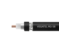 Кабель коаксиальный VEGATEL RG-58 A/U (ГОСТ, PVC, черный) бухта 100м